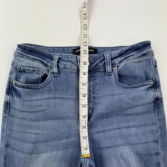 Ashley Mason Premium Jeans Sz 5/27 Flare Daisy Embroidered Raw Hem Y2K Boho - Picture 10 of 13